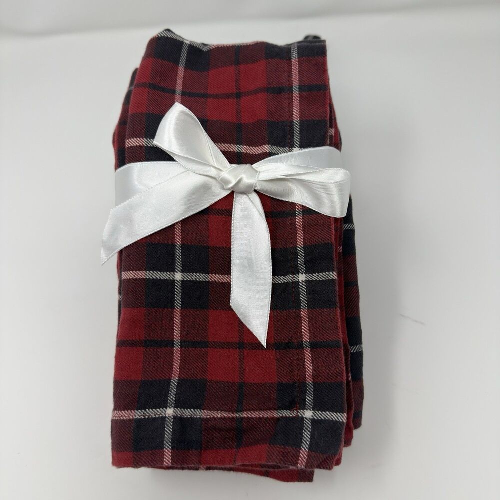 Pottery Barn Landon Plaid Cloth Napkins Set of 4  Red Black White